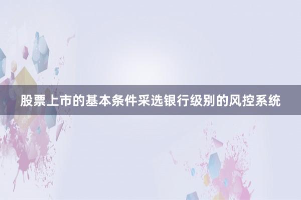 股票上市的基本条件采选银行级别的风控系统