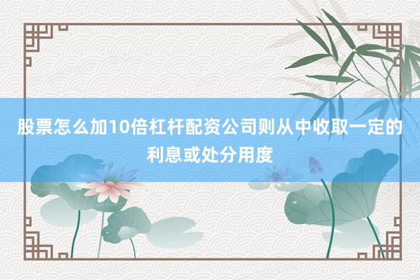 股票怎么加10倍杠杆配资公司则从中收取一定的利息或处分用度