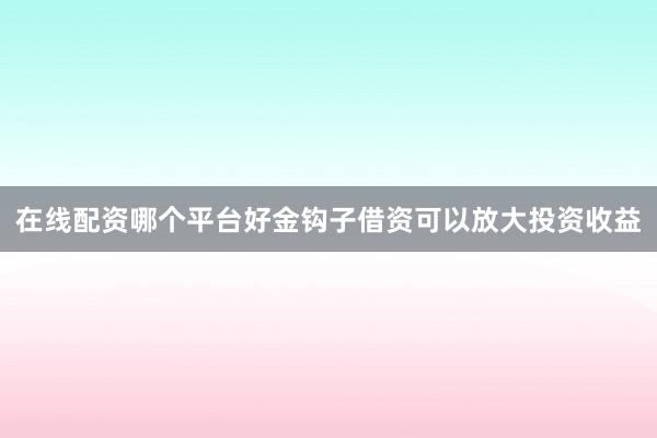 在线配资哪个平台好金钩子借资可以放大投资收益