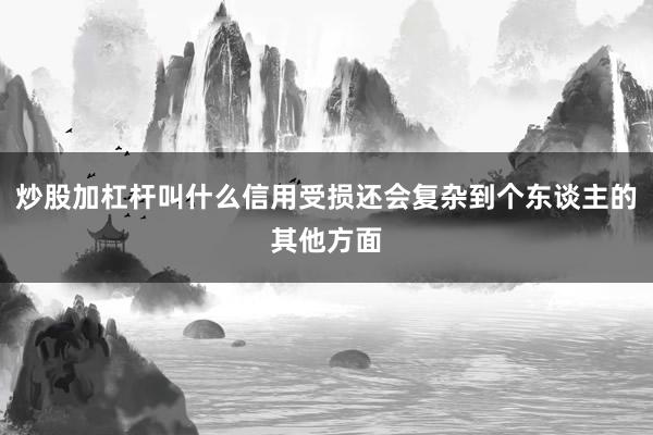 炒股加杠杆叫什么信用受损还会复杂到个东谈主的其他方面