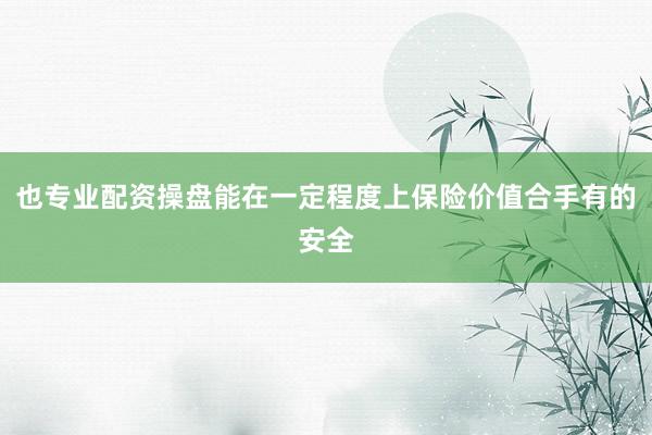 也专业配资操盘能在一定程度上保险价值合手有的安全