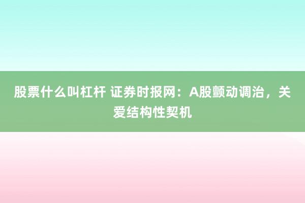 股票什么叫杠杆 证券时报网：A股颤动调治，关爱结构性契机